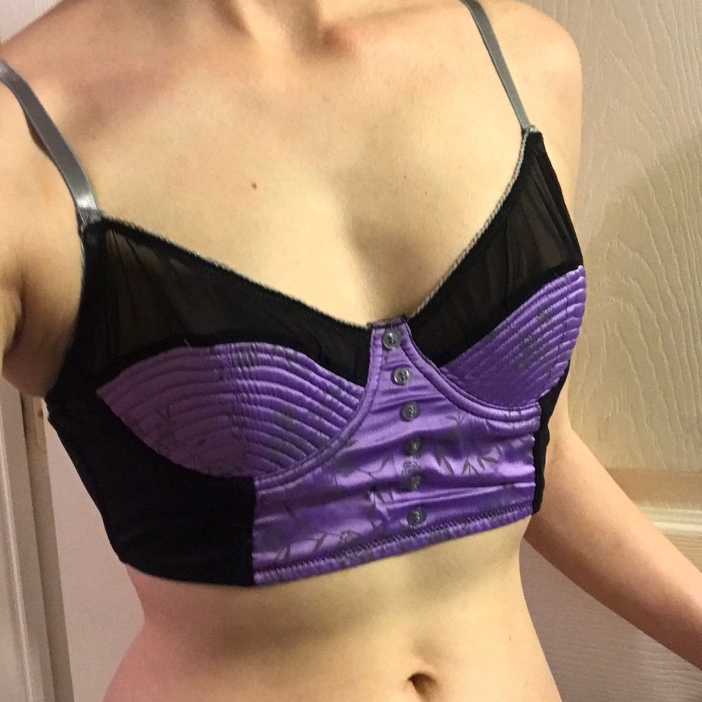 Purple retro morbid threads bra
